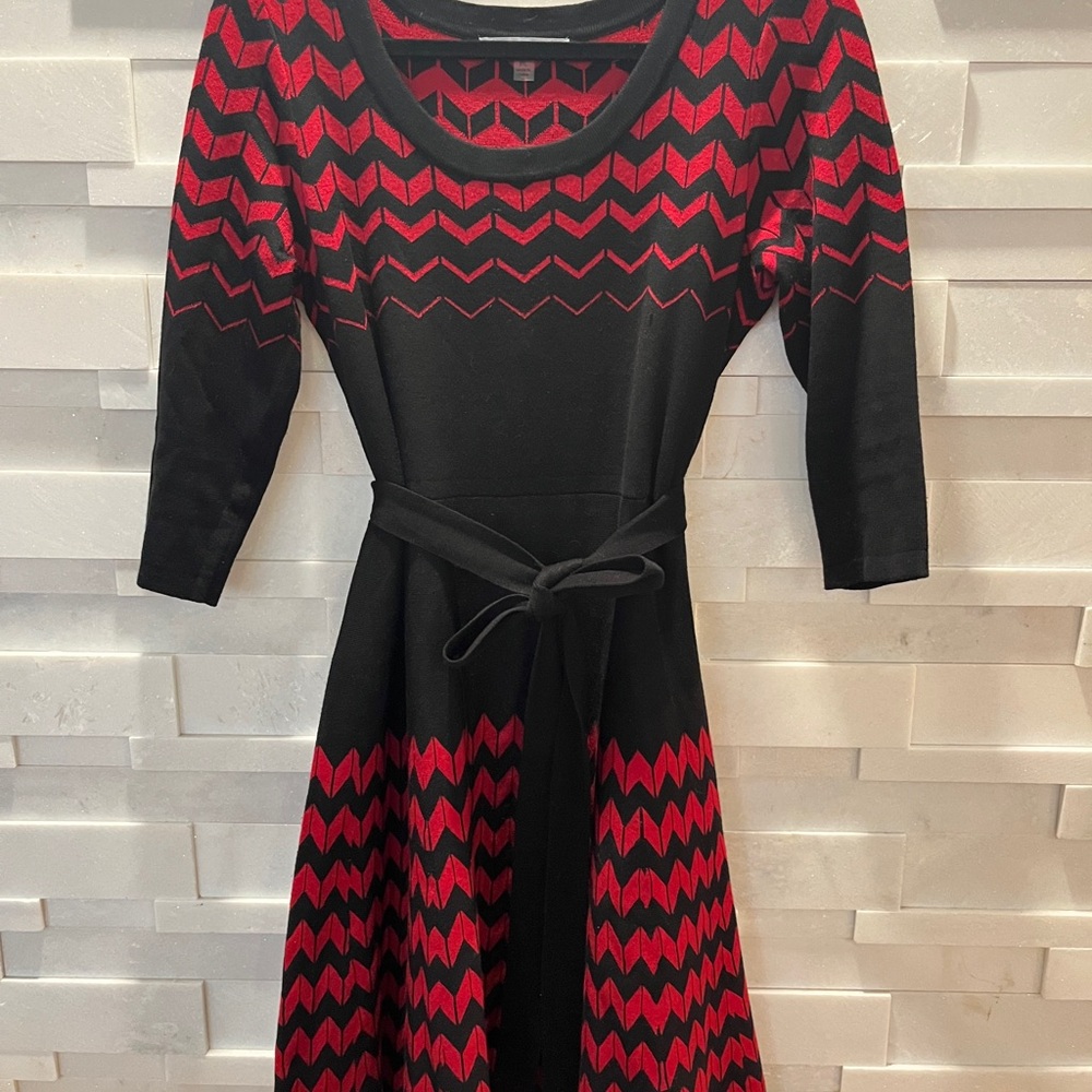 Danny and Nicole Red & Black Sweater Knit Dress - Women’s PL